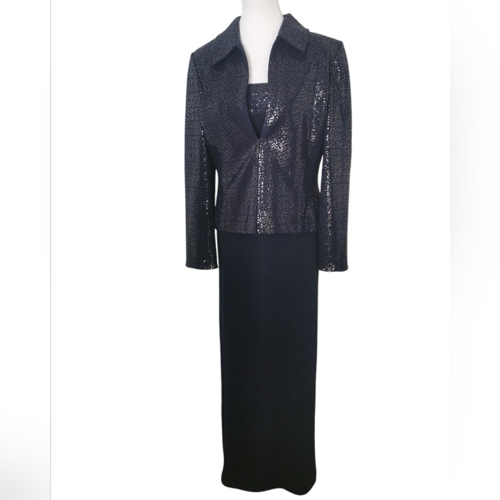 St john 3 PC set navy blue s12 top, blazer and skirt very unique set
